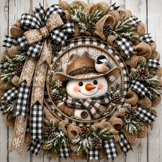 COWBOY WINTER SNOWMAN ROUND ONLY