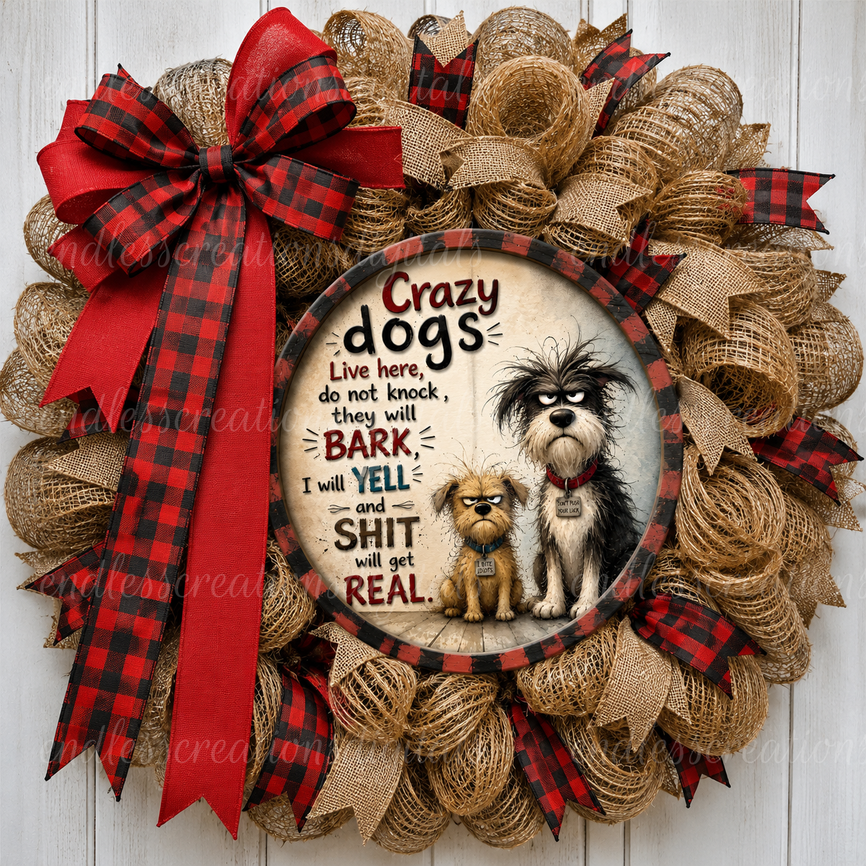 CRAZY DOGS ROUND/GARDEN FLAG BUNDLE OF 3