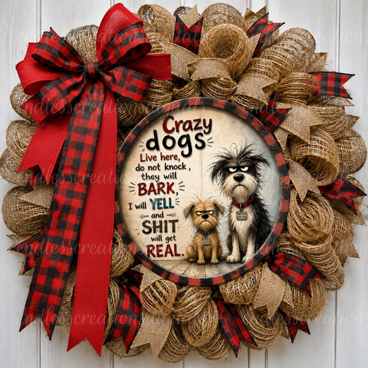 CRAZY DOGS ROUND/GARDEN FLAG BUNDLE OF 3