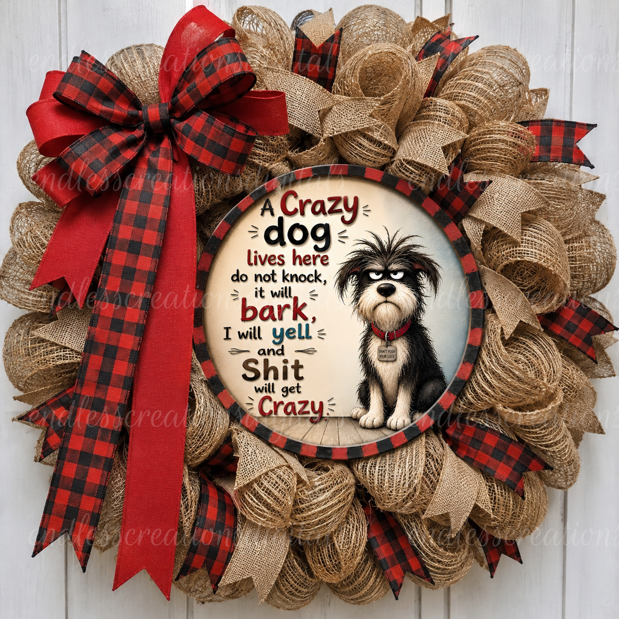 CRAZY DOG ROUND/GARDEN FLAG BUNDLE OF 2