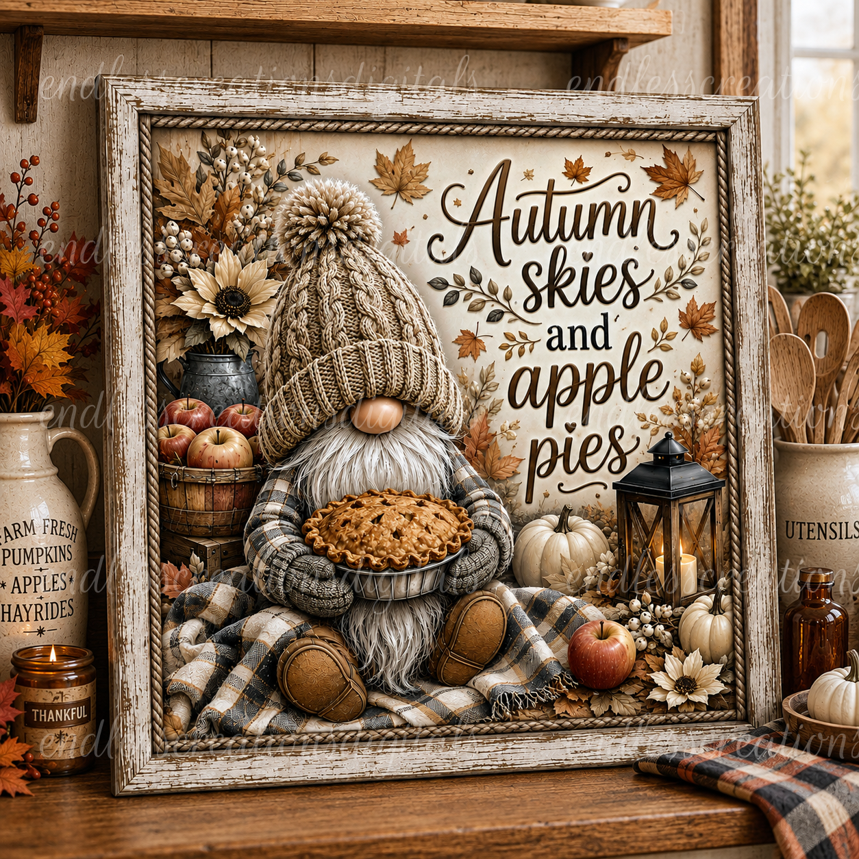 FALL GNOME APPLE PIE SQUARE ONLY