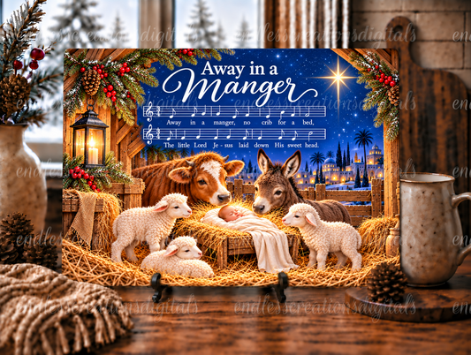 AWAY IN A MANGER CUTTING BOARD/SLATE DESIGN
