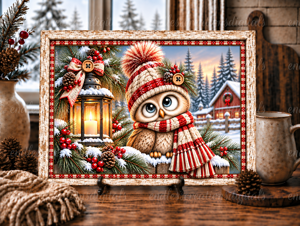 CHRISTMAS OWL CUTTING BOARD/SLATE DESIGN