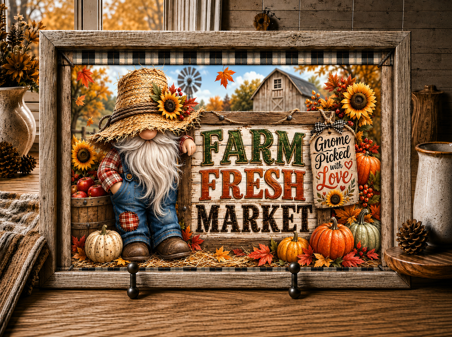FARM FRESH MARKET GNOME CUTTING BOARD DESIGN