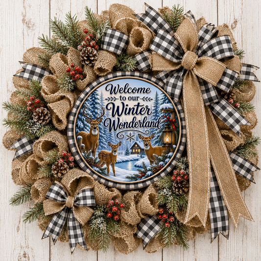 WINTER WONDERLAND DEER FAMILY ROUND ONLY
