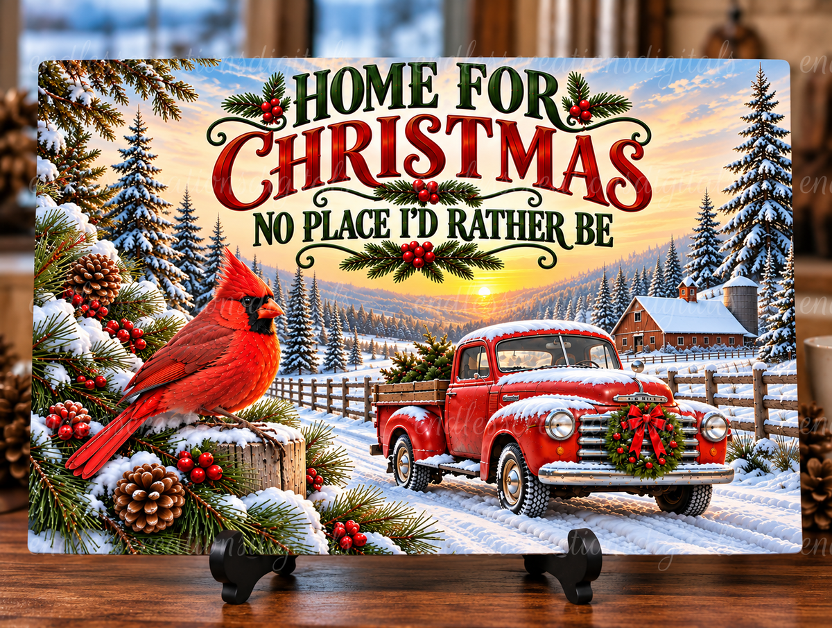 HOME FOR CHRISTMAS CUTTING BOARD/SLATE DESIGN