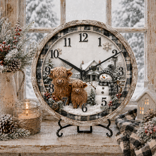 WINTER HIGHLANDS ROUND CLOCK DESIGN