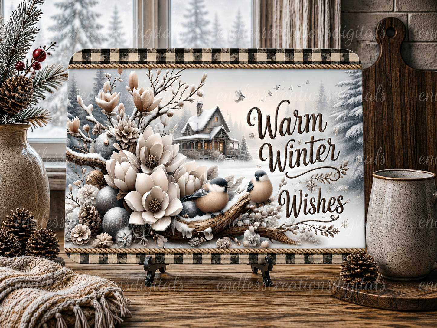 WARM WINTER WISHES CUTTING BOARD DESIGN