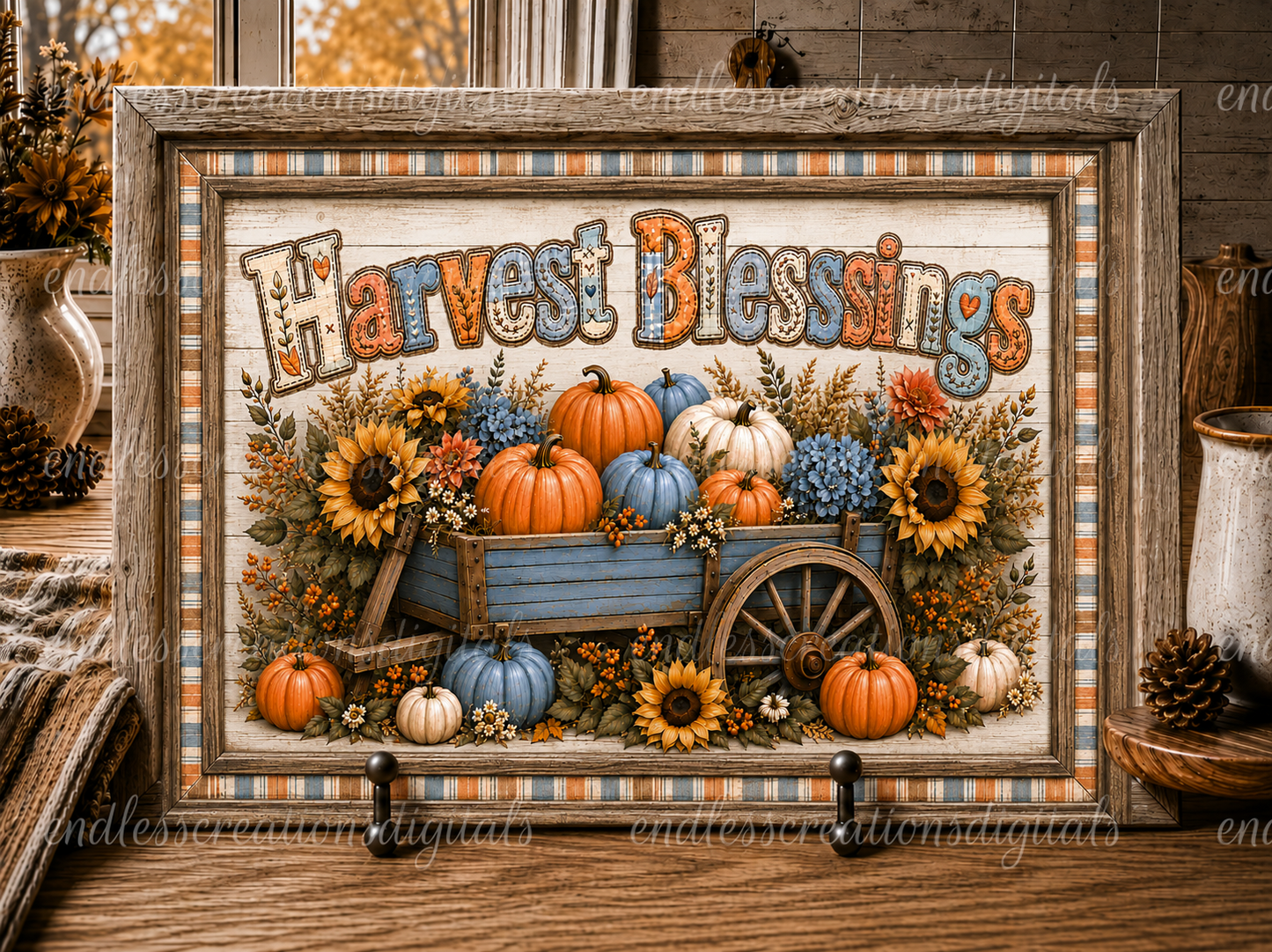 BLUE/ORANGE FALL HARVEST BUNDLE OF 6