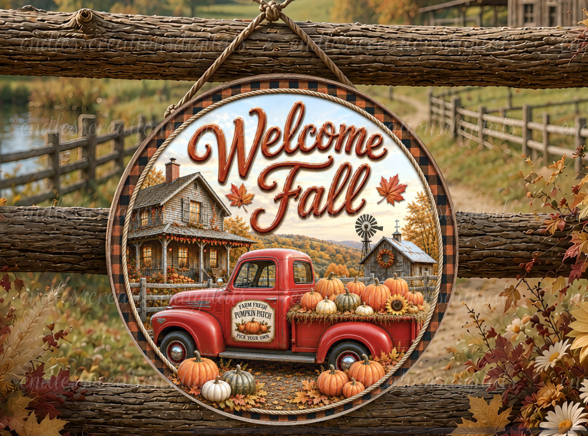 FALL PUMPKIN TRUCK ROUND ONLY