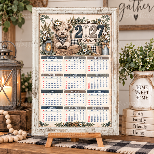 HIGHLAND COW CALENDAR DESIGN