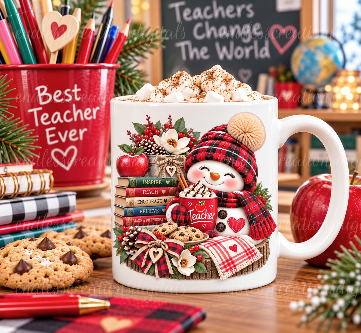 TEACHER SNOWMAN TRANSPARENCY/ROUND