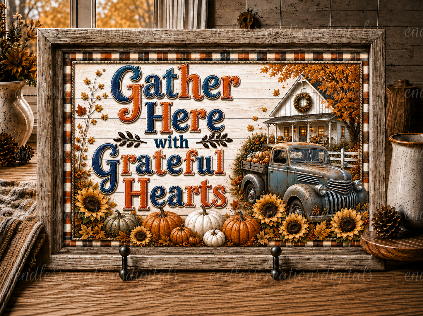 FALL TRUCK GATHER HERE CUTTING BOARD DESIGN