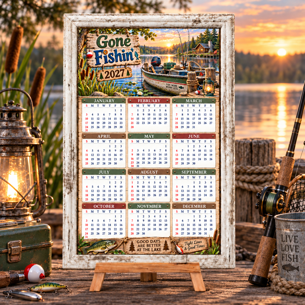 GONE FISHING CALENDAR DESIGN