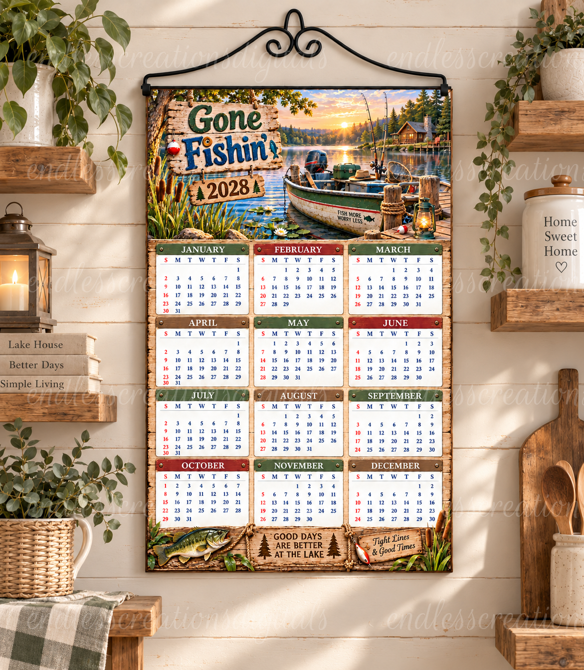 GONE FISHING CALENDAR DESIGN