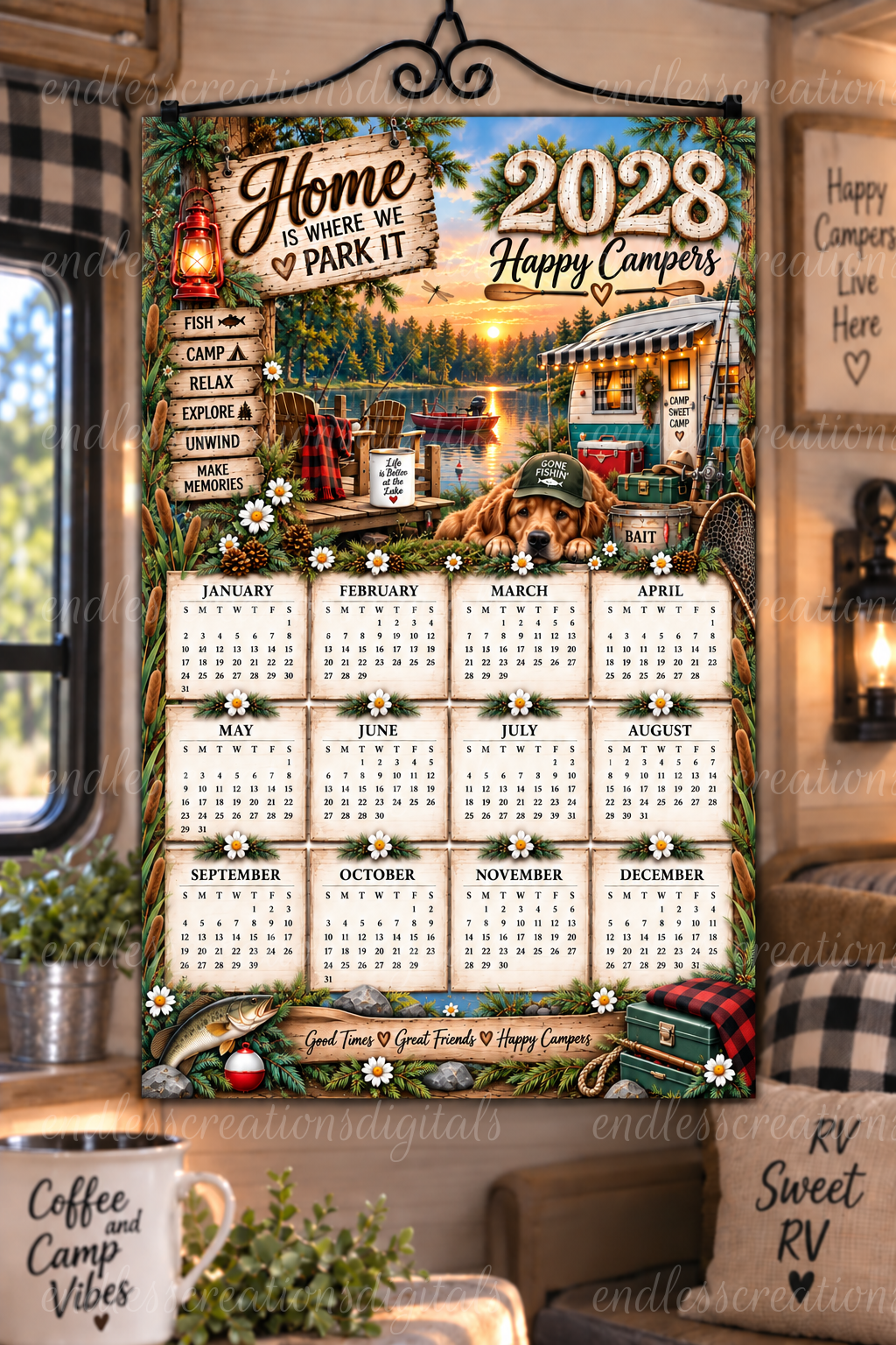 HAPPY CAMPERS CALENDAR DESIGN