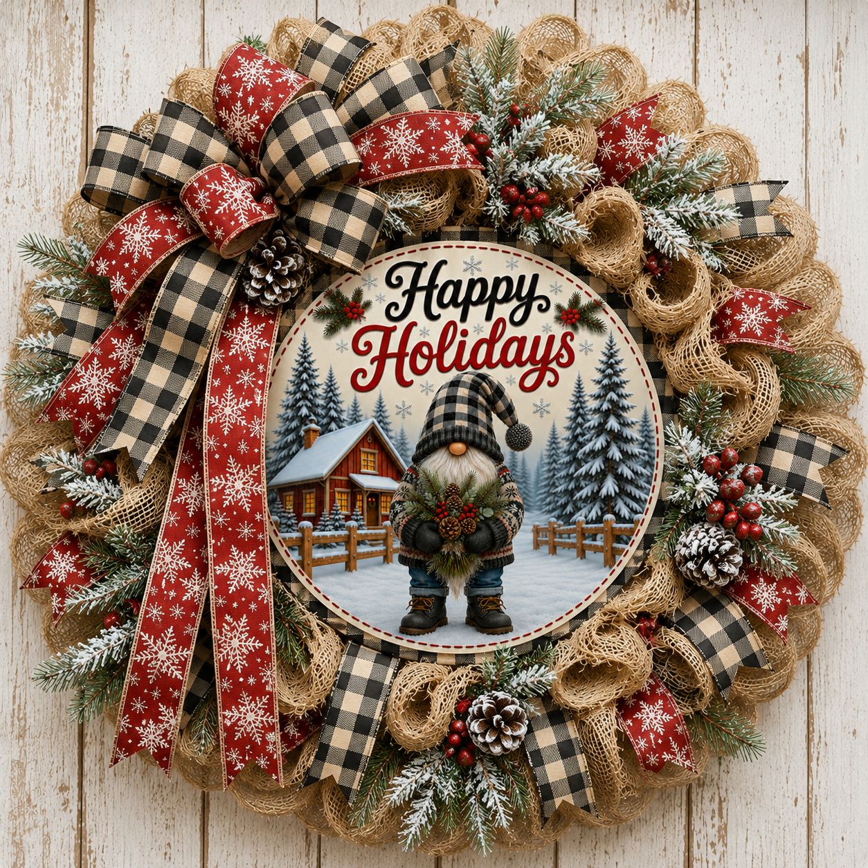HAPPY HOLIDAYS GNOME ROUND ONLY