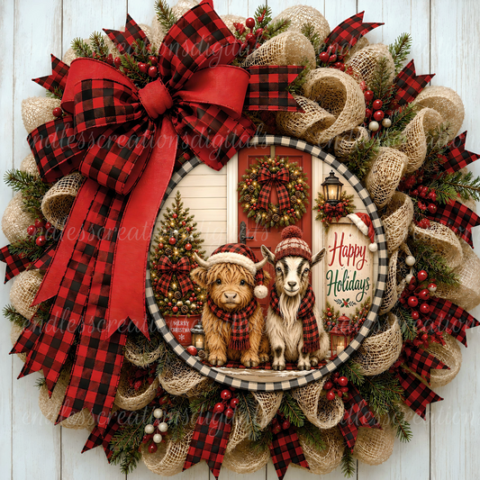 HAPPY HOLIDAYS ROUND/GARDEN FLAG BUNDLE OF 3