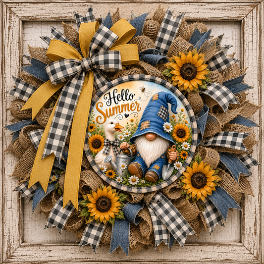 HELLO SUMMER GNOME ROUND/CLOCK DESIGN BUNDLE OF 5
