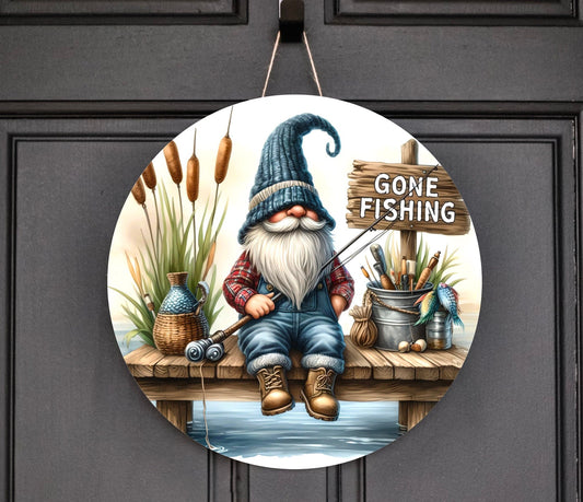 FISHING GNOME ROUND sublimation 300dpi high quality digital image