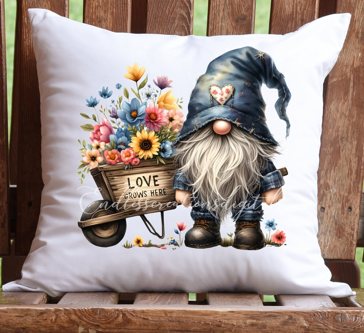 SPRING GNOME ROUND door hanger, wreath sign png,  for sublimation high resolution 2 png files1 transparent for use on pillow, mugs etc