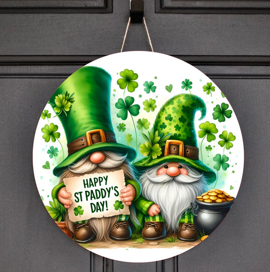 ST. PADDYS DAY gnome sublimation 3 high quality png files, including a round and transparent file for sublimation on pillows, door hangers