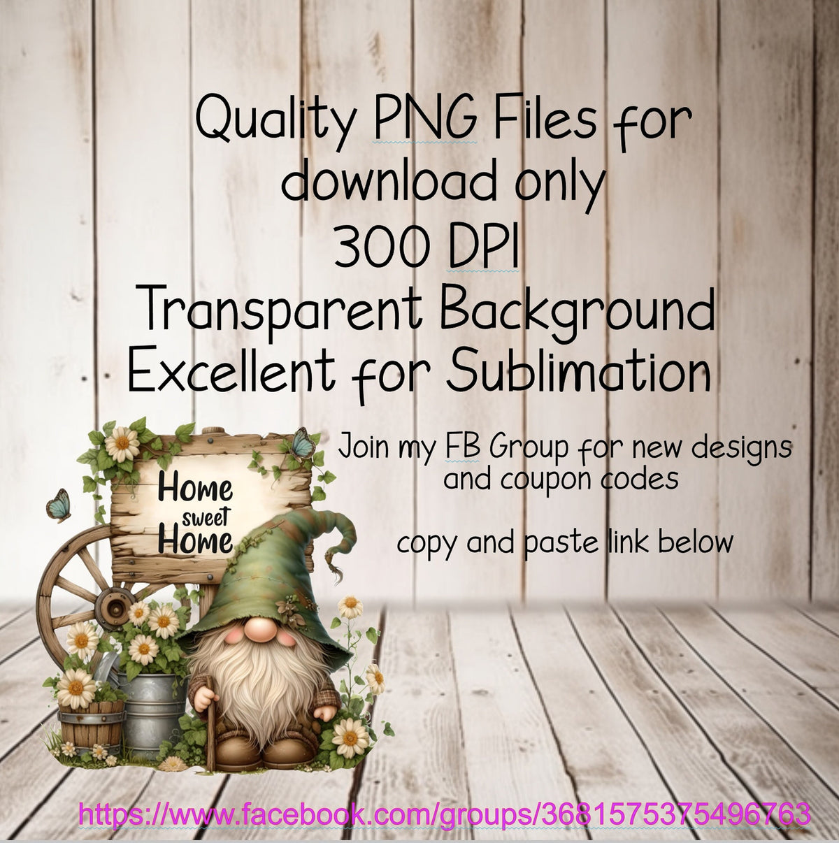 SPRING GNOME SUBLIMATION png, transparent  for sublimation high resolution, 4 files,  1  add your own text