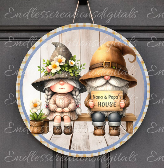 GNOMES SUBLIMATION ROUND, door hanger, wreath sign png, for sublimation high resolution 300 dpi digital file for download