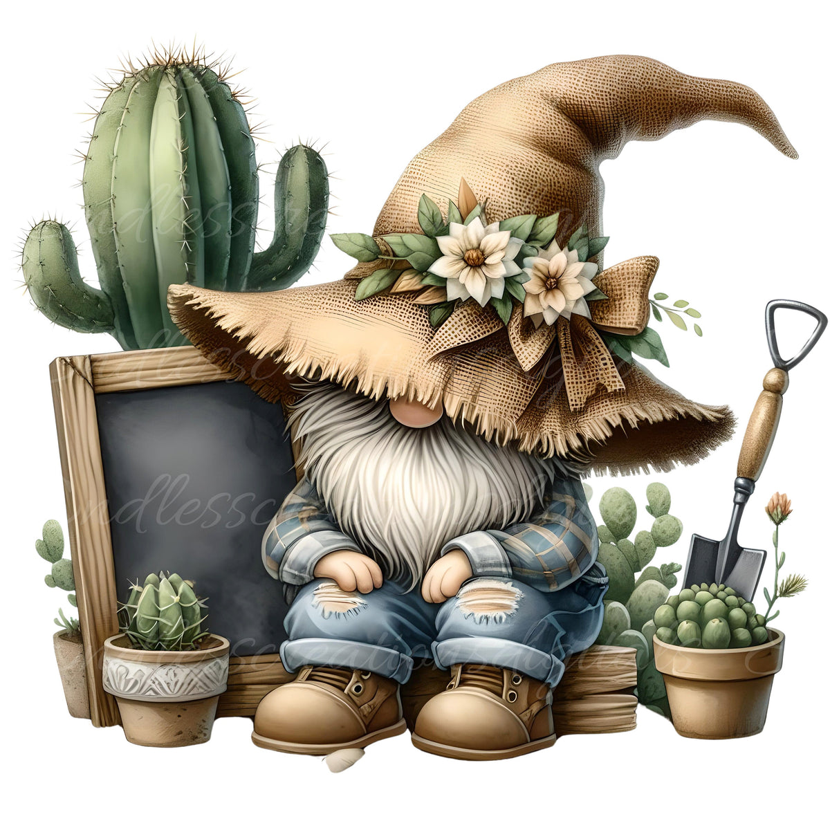 SUCCULENT GNOME SUBLIMATION png, transparent  for sublimation high resolution, 5 transparent files for download