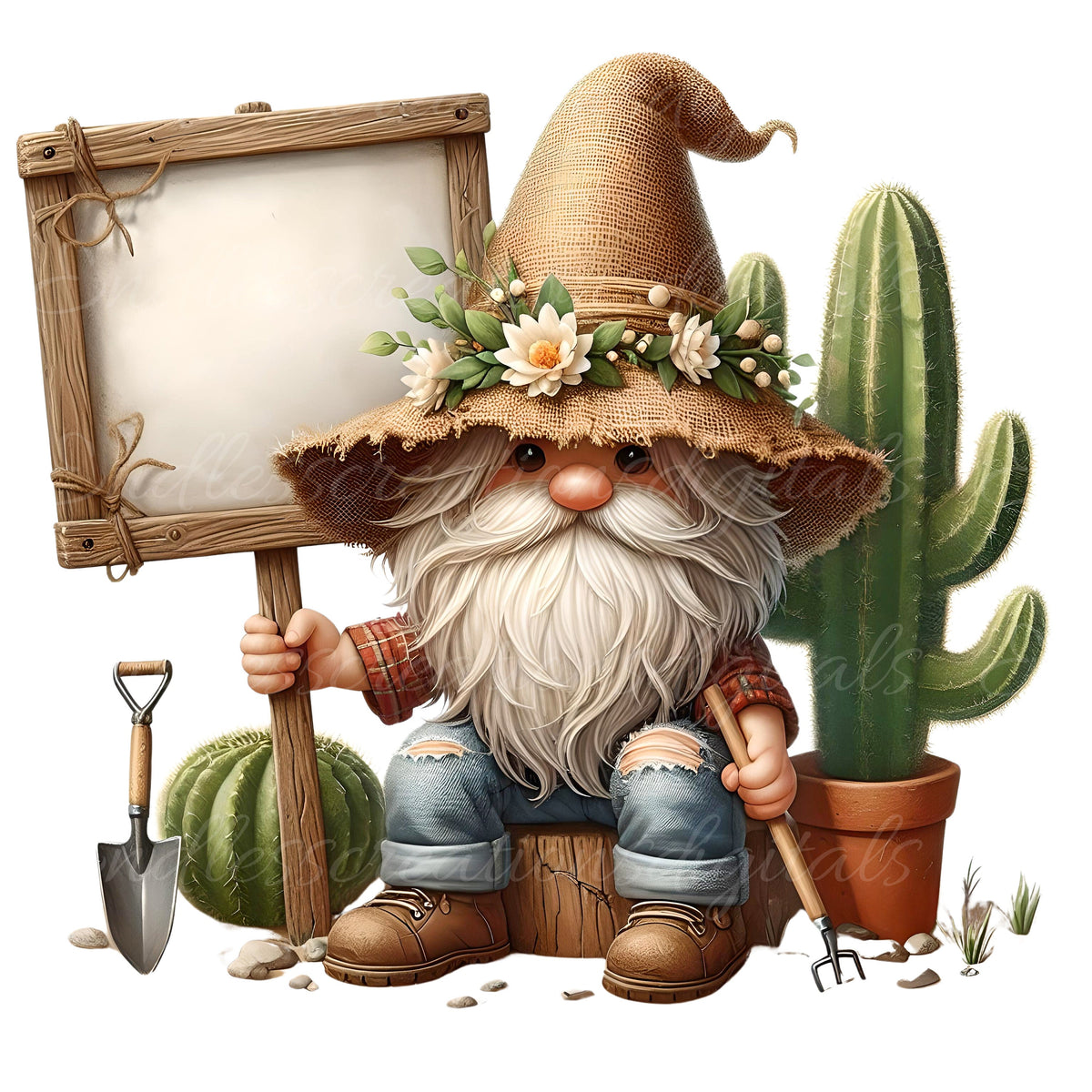 SUCCULENT GNOME SUBLIMATION png, transparent  for sublimation high resolution, 5 transparent files for download