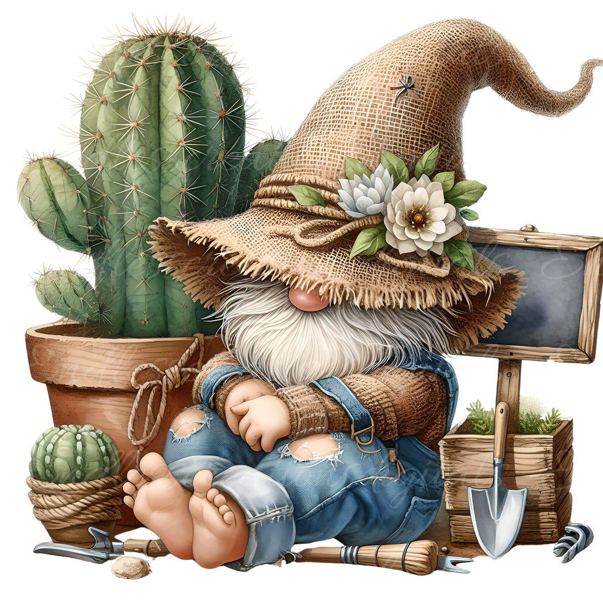 SUCCULENT GNOME SUBLIMATION png, transparent  for sublimation high resolution, 5 transparent files for download