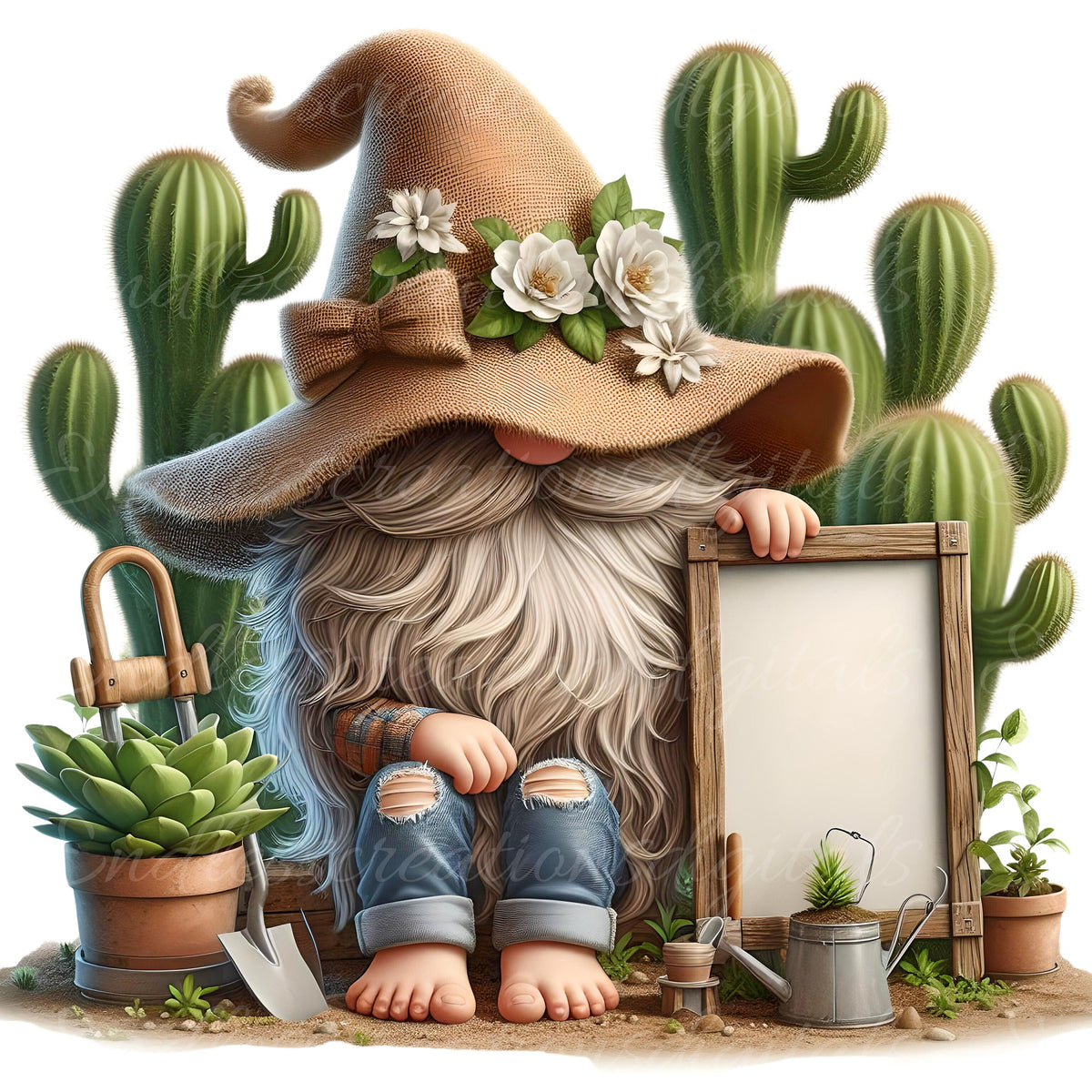 SUCCULENT GNOME SUBLIMATION png, transparent  for sublimation high resolution, 5 transparent files for download