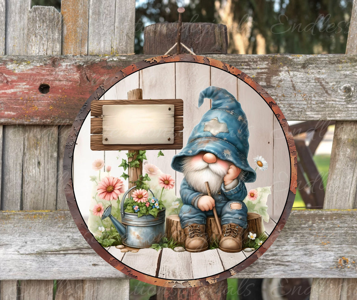 GNOME SUBLIMATION for door hanger, wreath sign, pillows etc png, for sublimation high resolution 2 files for download 1 transparent, 1 round