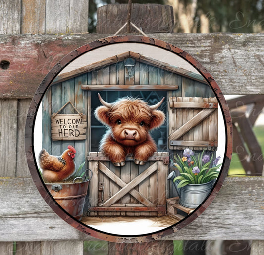 HIGHLAND COWS SUBLIMATION door hanger, wreath sign png, for sublimation high resolution