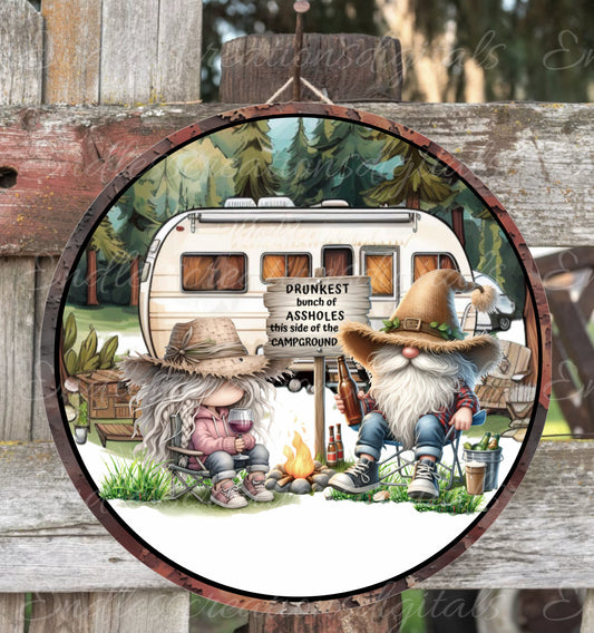 CAMPING GNOMES SUBLIMATION door hanger, wreath sign png, for sublimation high resolution