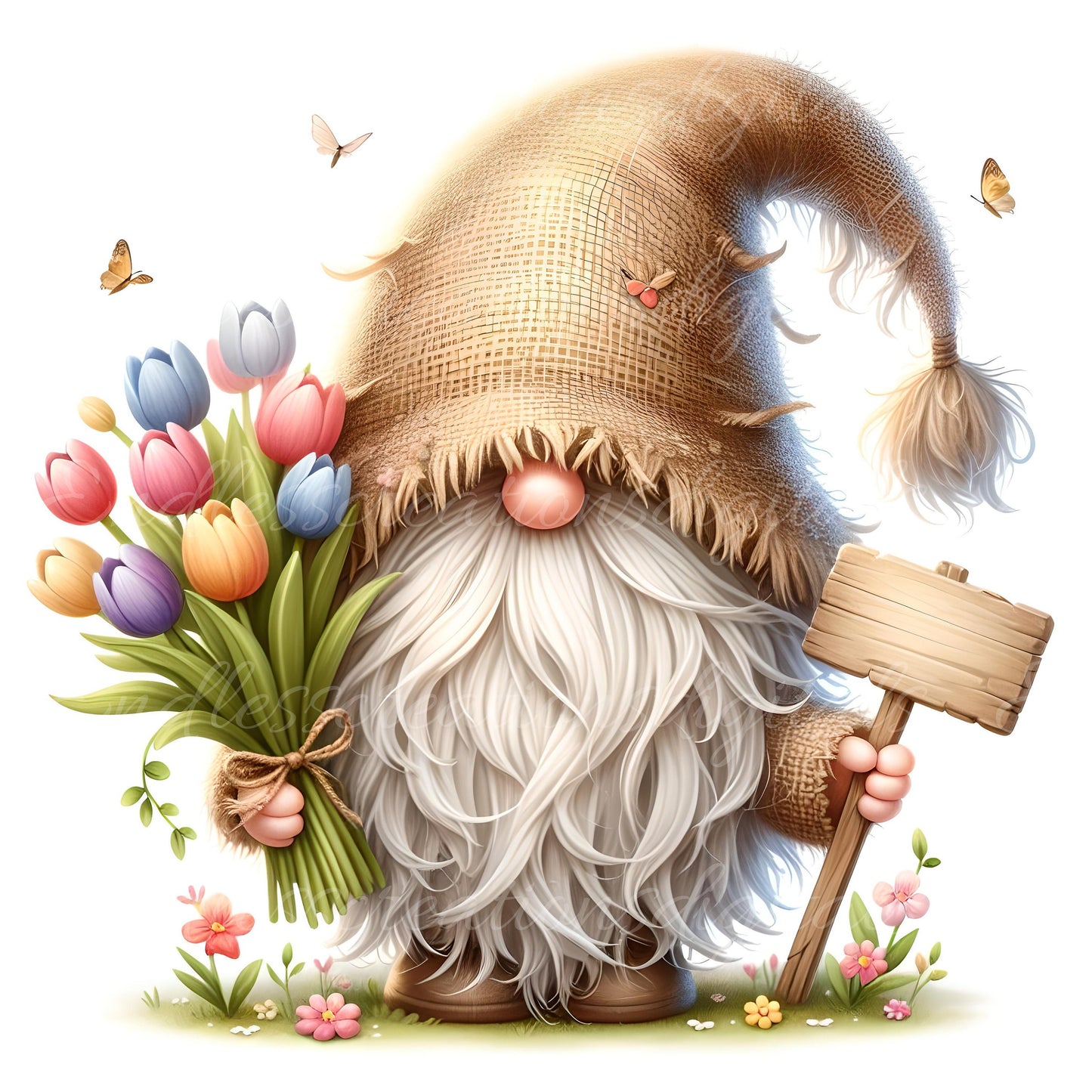 TULIP GNOMES SUBLIMATION png, transparent  for sublimation high resolution, 5 files, 3 files add your own text