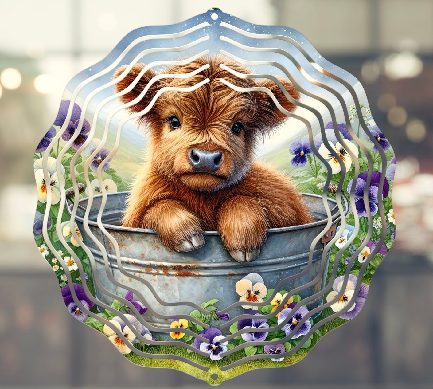 HIGHLAND COW SPRING PANSIES