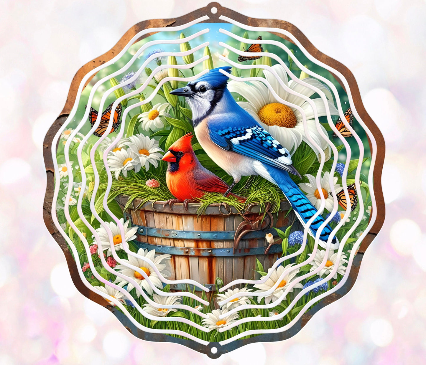 CARDINAL BLUEJAY WIND SPINNER