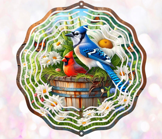 CARDINAL BLUEJAY WIND SPINNER