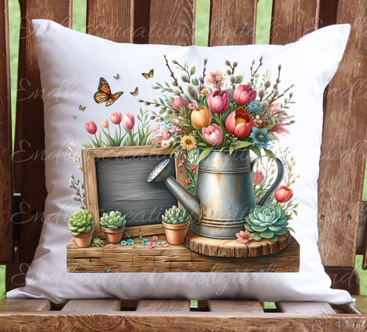 SPRING FLORALWATERING CAN