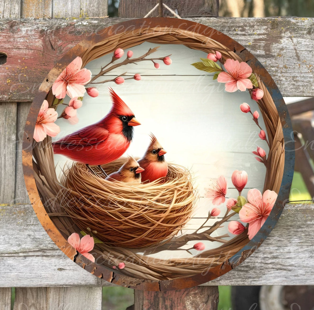 CARDINAL DOOR HANGER, wreath sign png, for sublimation high resolution 2 files, 1  add your own text