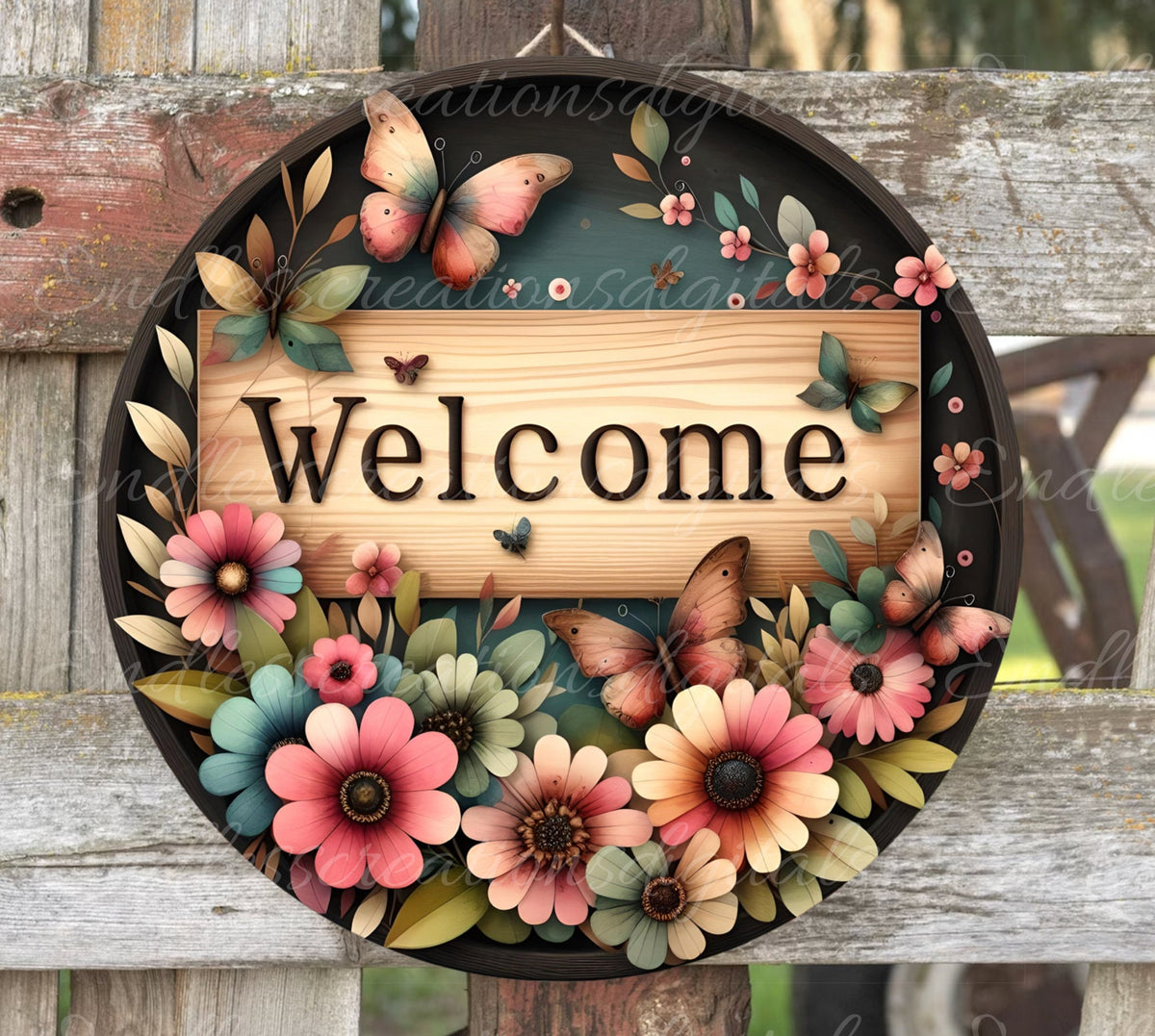 WELCOME DOOR HANGER, wreath sign, png, for sublimation high resolution 2 files for download, 1 add your own text