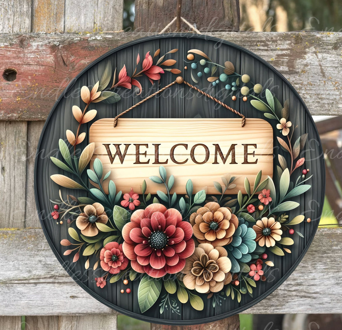 WELCOME DOOR HANGER, wreath sign, png, for sublimation high resolution 2 files for download, 1 add your own text