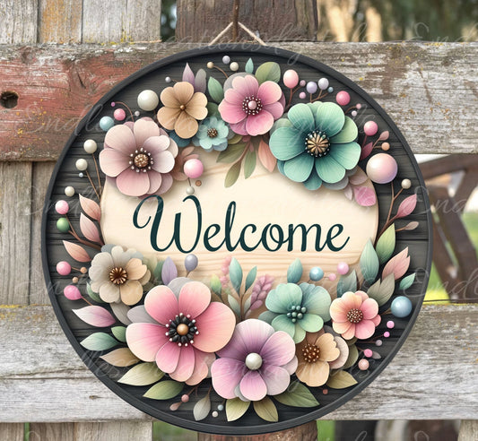WELCOME DOOR HANGER, wreath sign, png, for sublimation high resolution 2 files for download, 1 add your own text