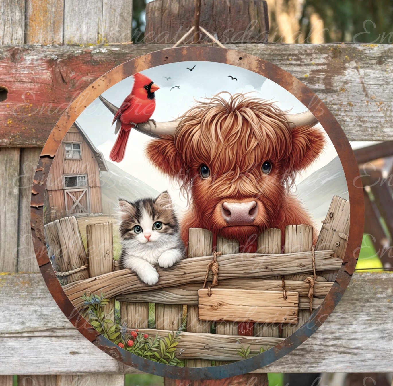 HIGHLAND COW SUBLIMATION round door png, for sublimation high resolution 300 dpi