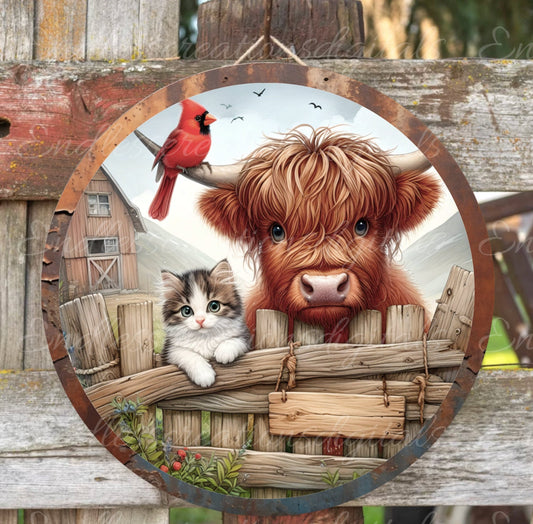 HIGHLAND COW SUBLIMATION round door png, for sublimation high resolution 300 dpi