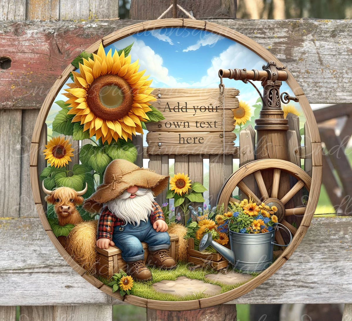 FARMER GNOME SUBLIMATION round door png, for sublimation high resolution 300dpi