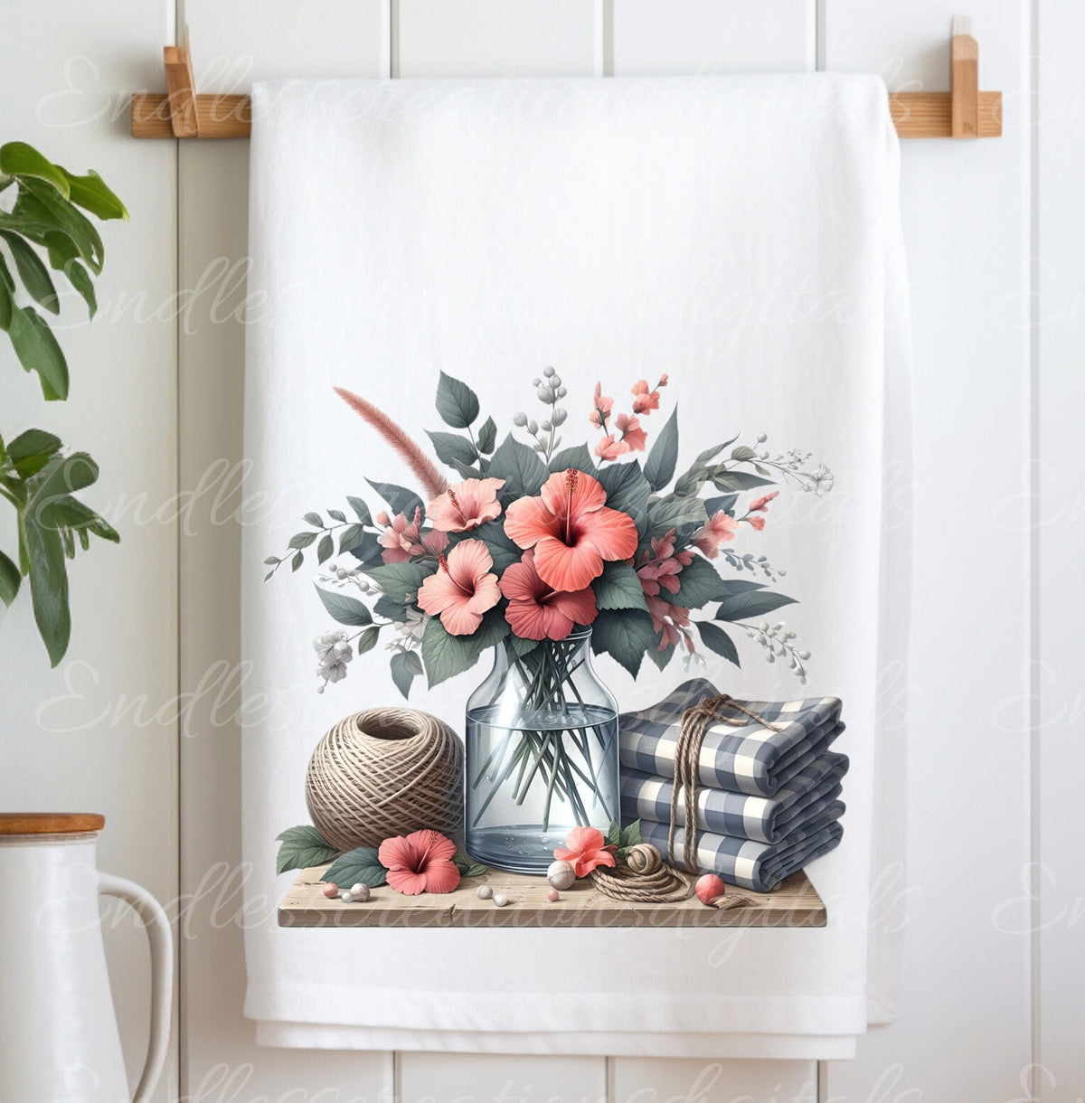 TROPICAL TEA TOWEL sublimation package of 5 high definition 300png, transparent add your own text