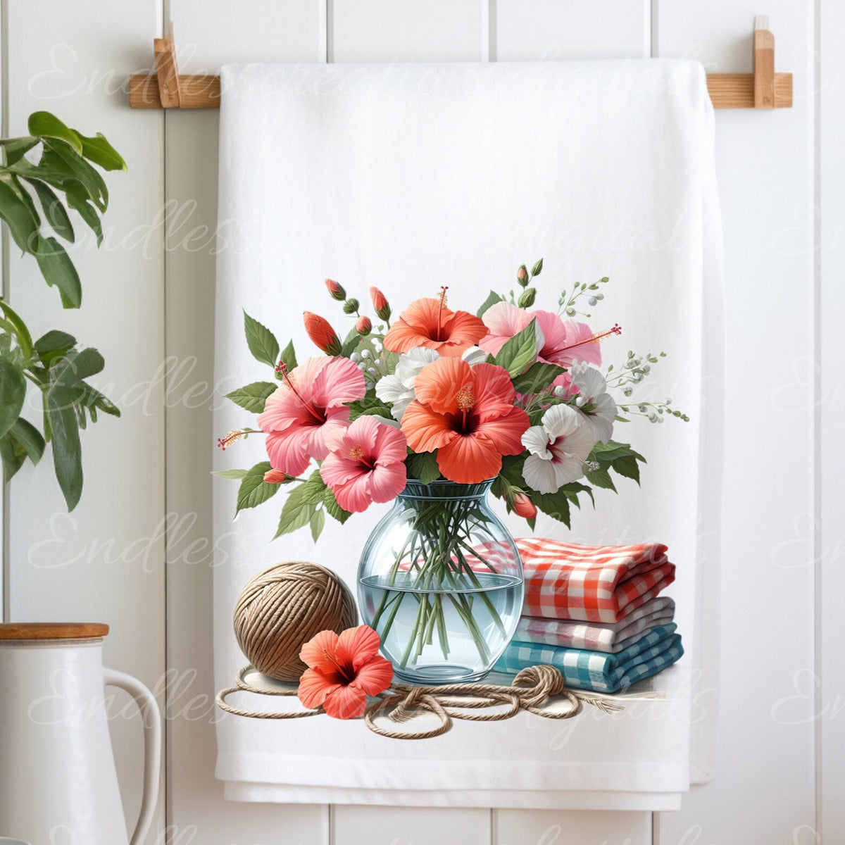 TROPICAL TEA TOWEL sublimation package of 5 high definition 300png, transparent add your own text