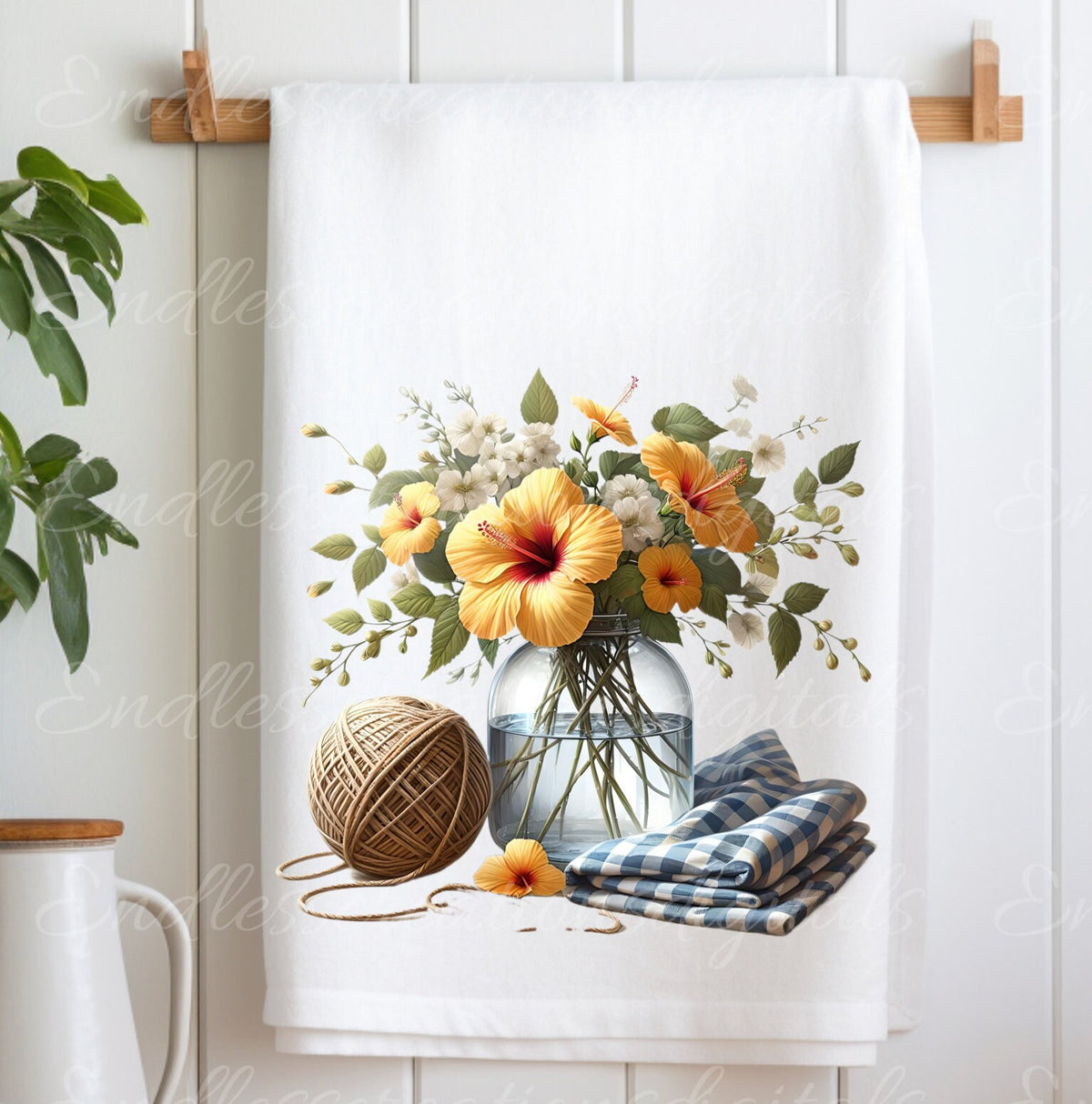 TROPICAL TEA TOWEL sublimation package of 5 high definition 300png, transparent add your own text